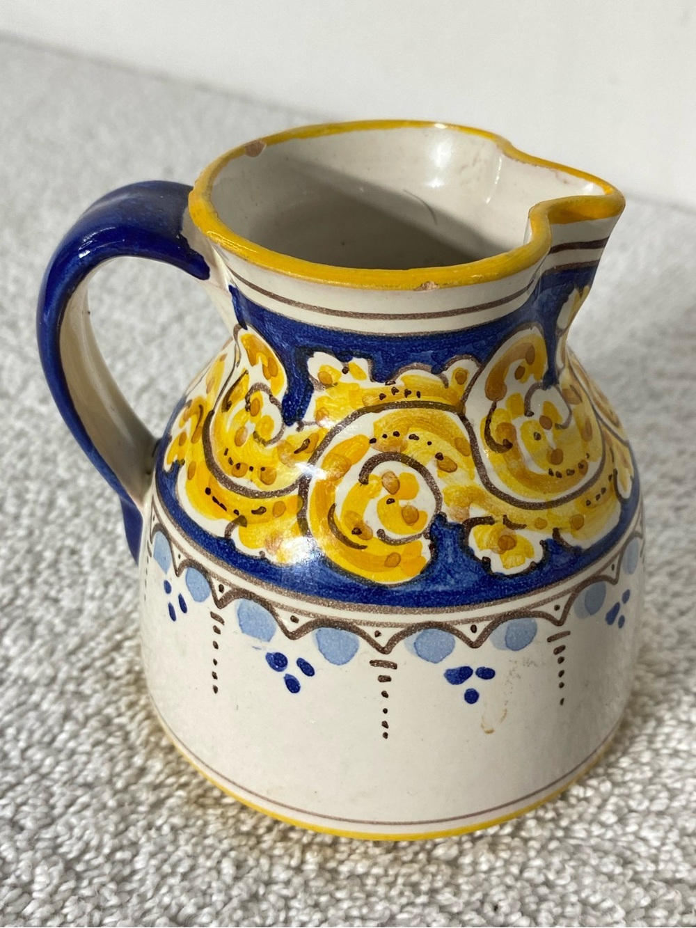 5/$35 Conde Talavera Mexico Hand Painted Folk Art Pottery Small Creamer Pitcher